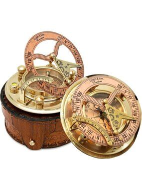 Home Gold Copper Sundial Compass Personalized Antique Brass Ship Replica Clock